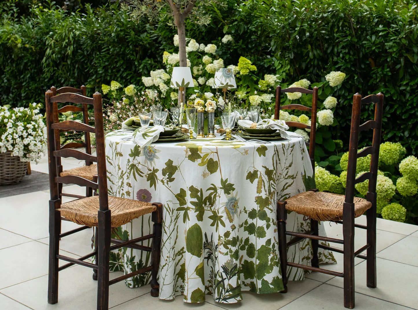 Herb Garden Round Linen Tablecloth