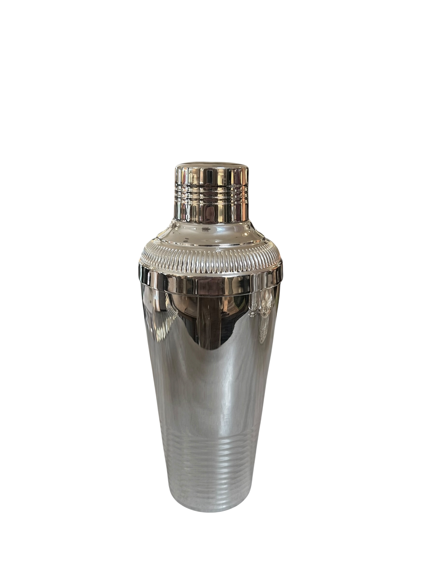 Ribbed Silver Plate Cocktail Shaker