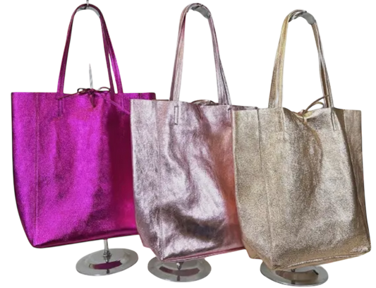 Metallic Leather Tote