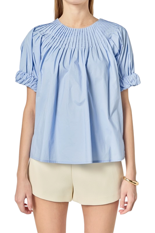 Tuck Detail Blouse - Blue