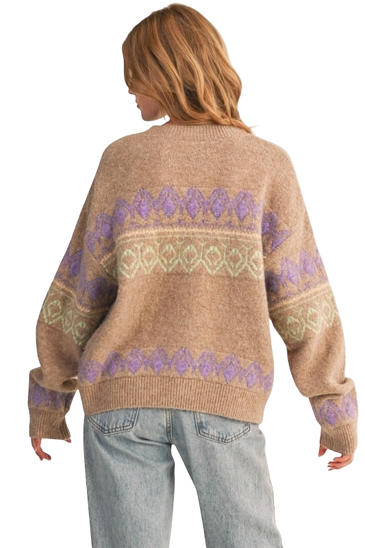 Lilac & Lime Geometric Sweater