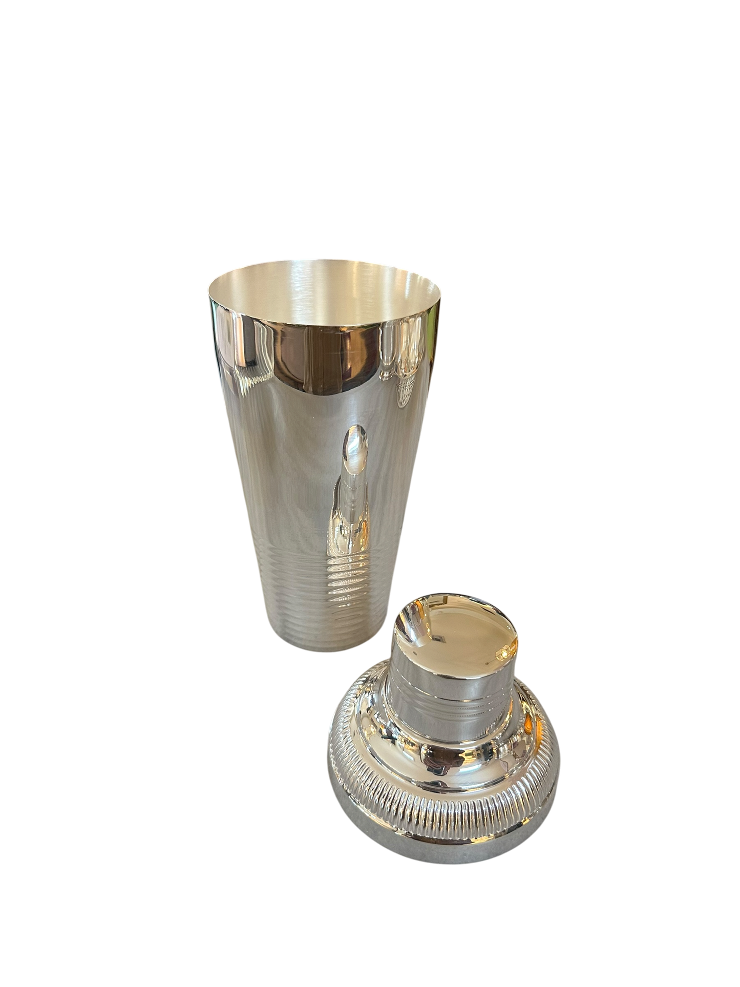 Ribbed Silver Plate Cocktail Shaker