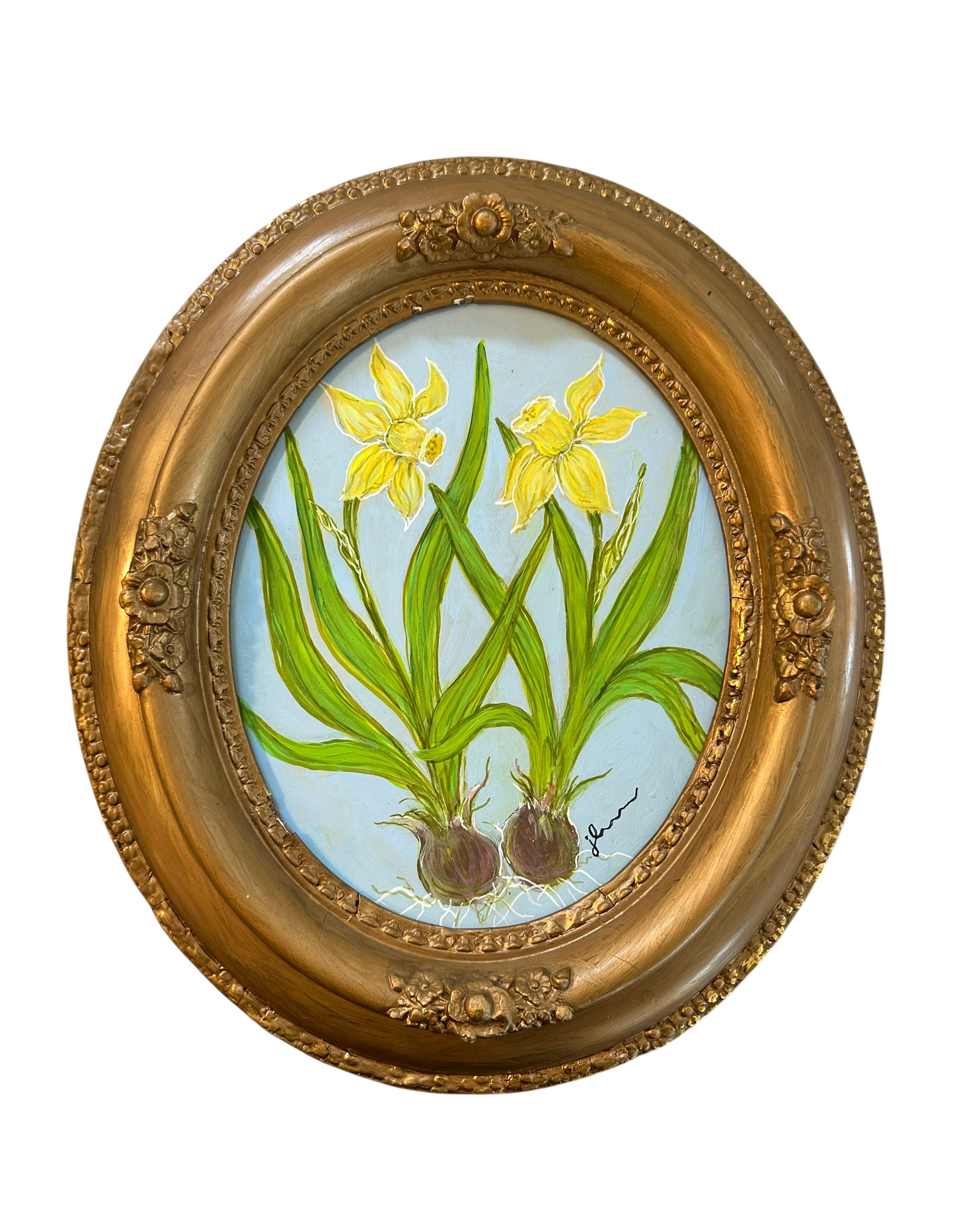 Jenn Leverett Art - 12” x 14” Daffodils Oval