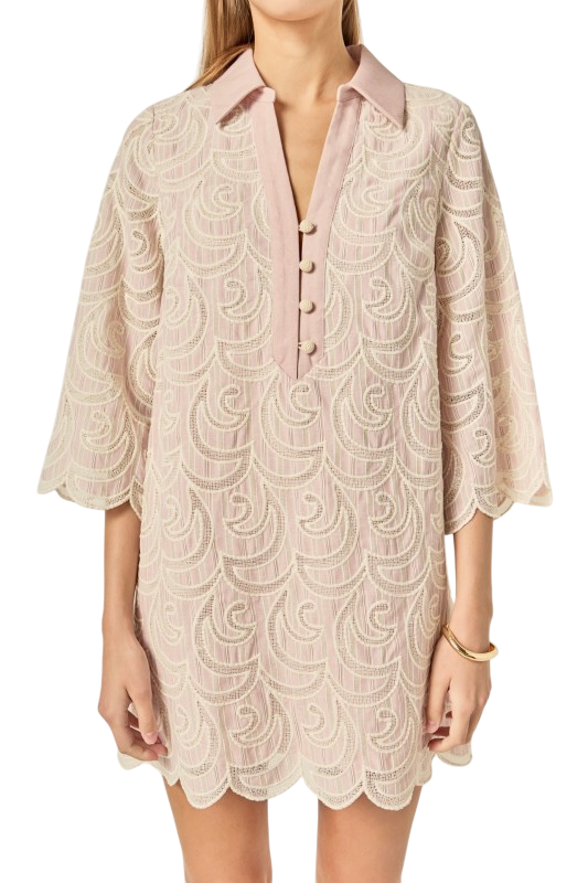 Embroidered Shirt Mini Dress