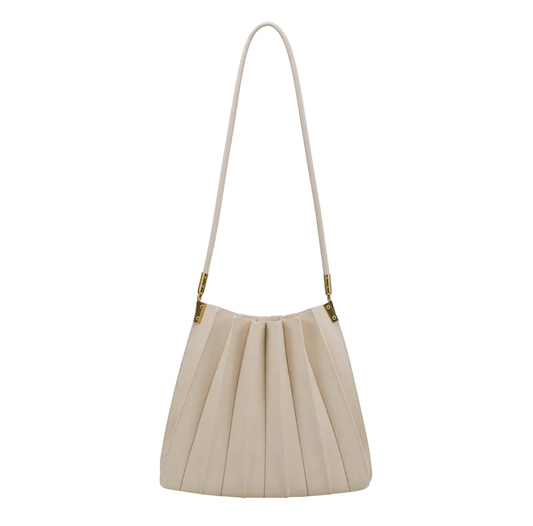 Carrie Ivory Pleated Shoulder Bag