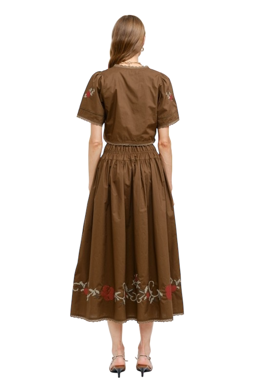 Sivan Embroidered Crop Top & Skirt Set
