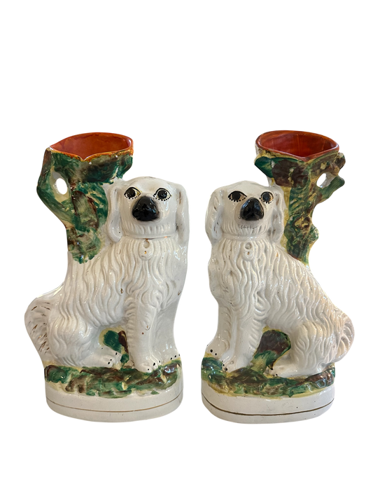 Pair of Staffordshire Dog Spill Vases