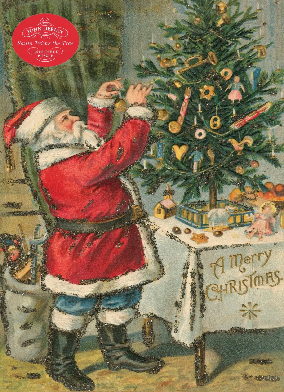 John Derian Santa Trims Tree- 1,000 Piece Puzzle