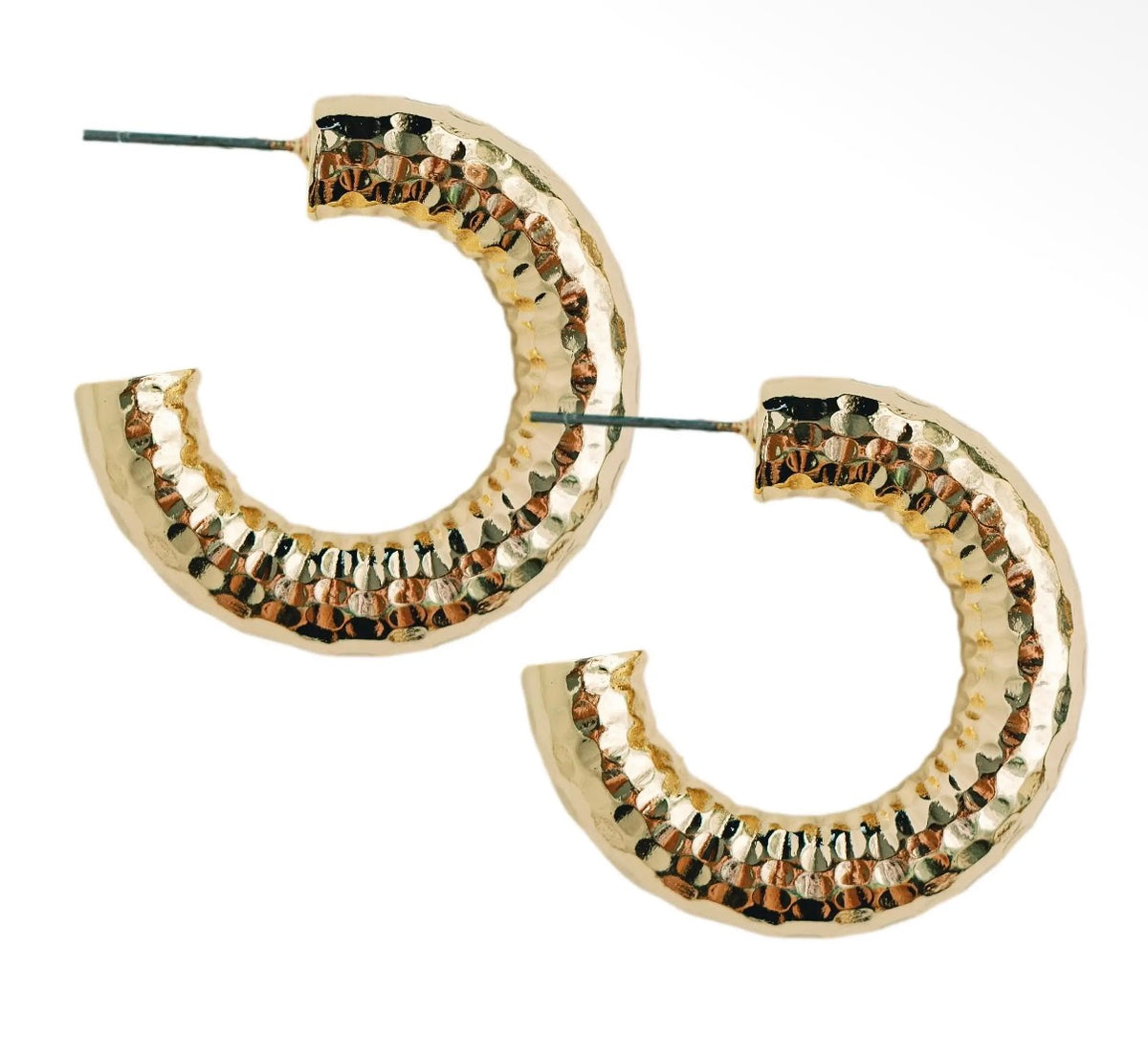 Gold Hammered Hoop Earrings