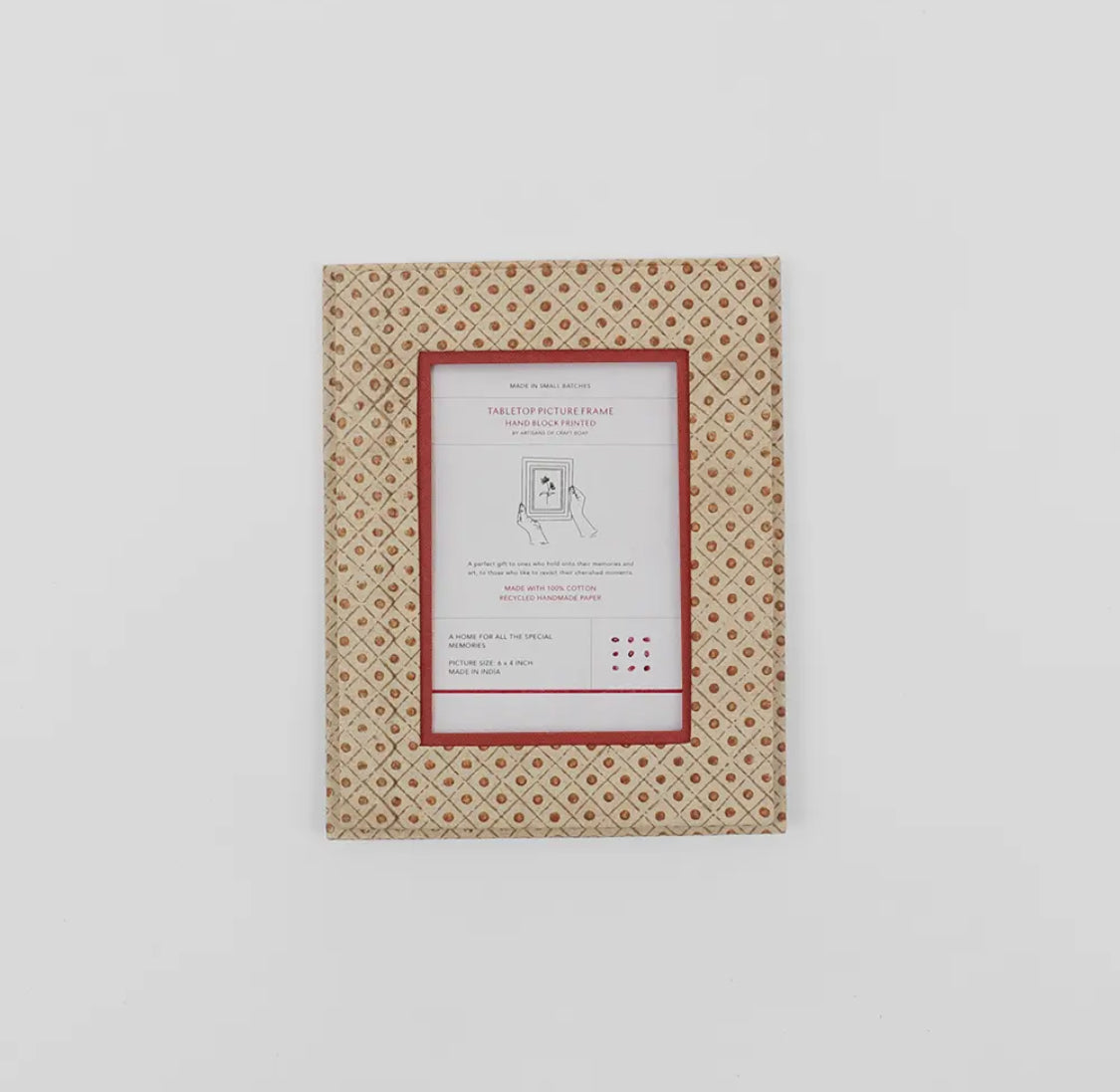 Block Printed Table Top Picture Frame