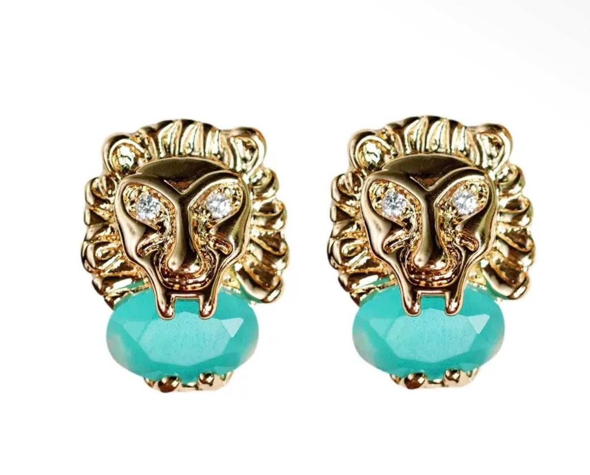 Turquoise Lion Earrings