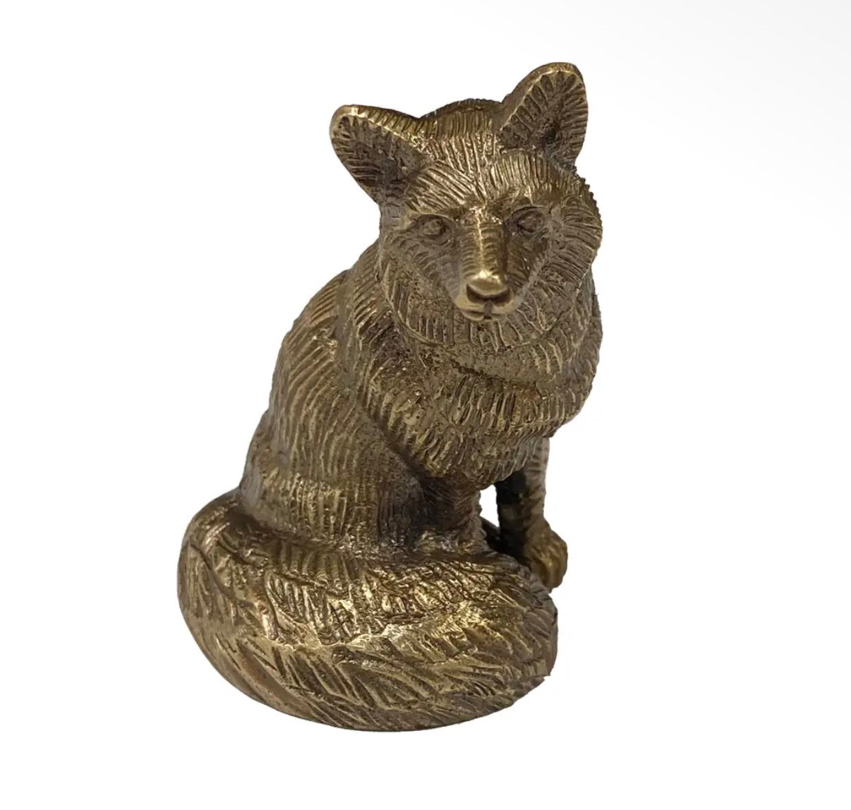 Brass Sitting Fox Trinket