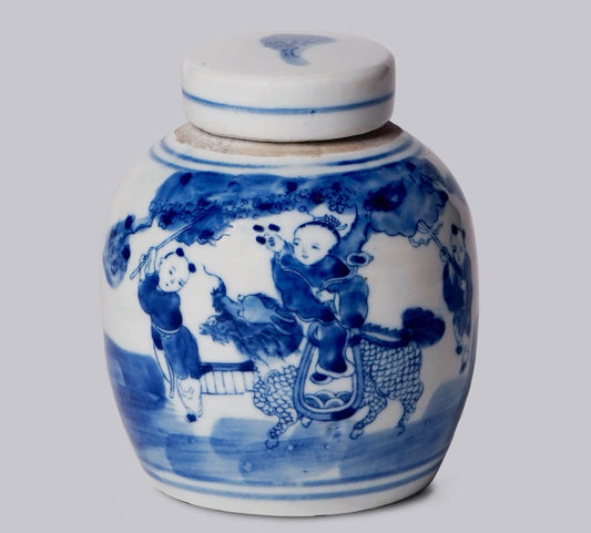 Blue and White Mini Round Jars
