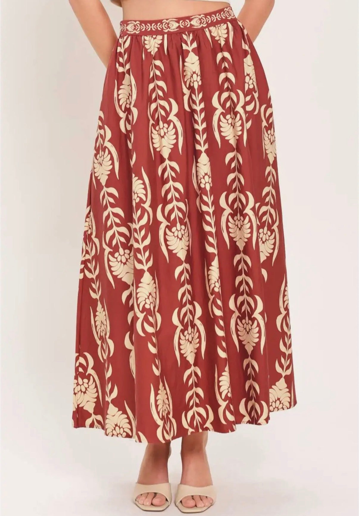 Burgundy Pattern Skirt