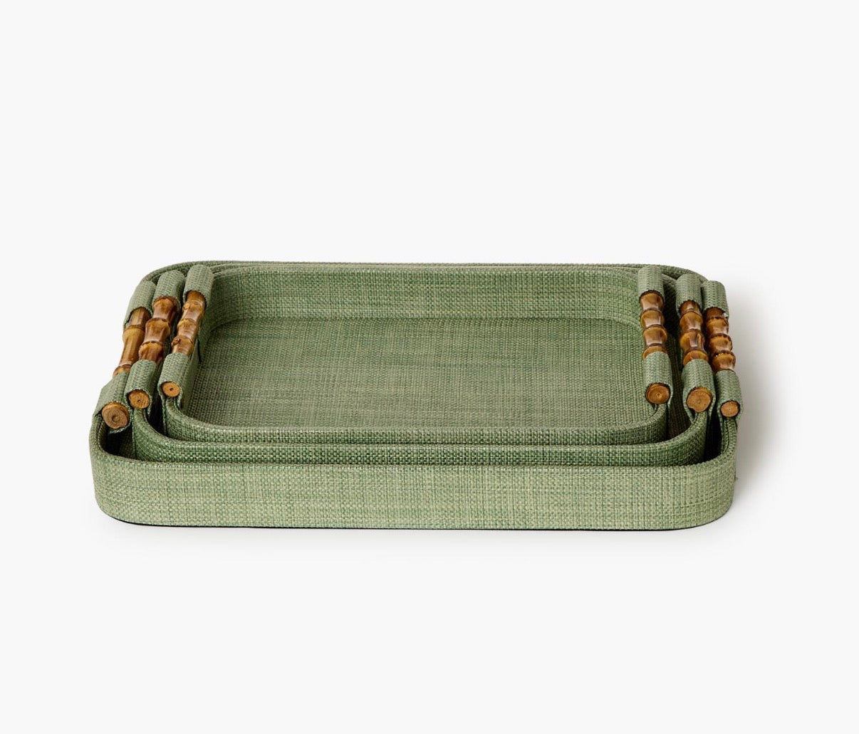 Green Woven Decorative Trays