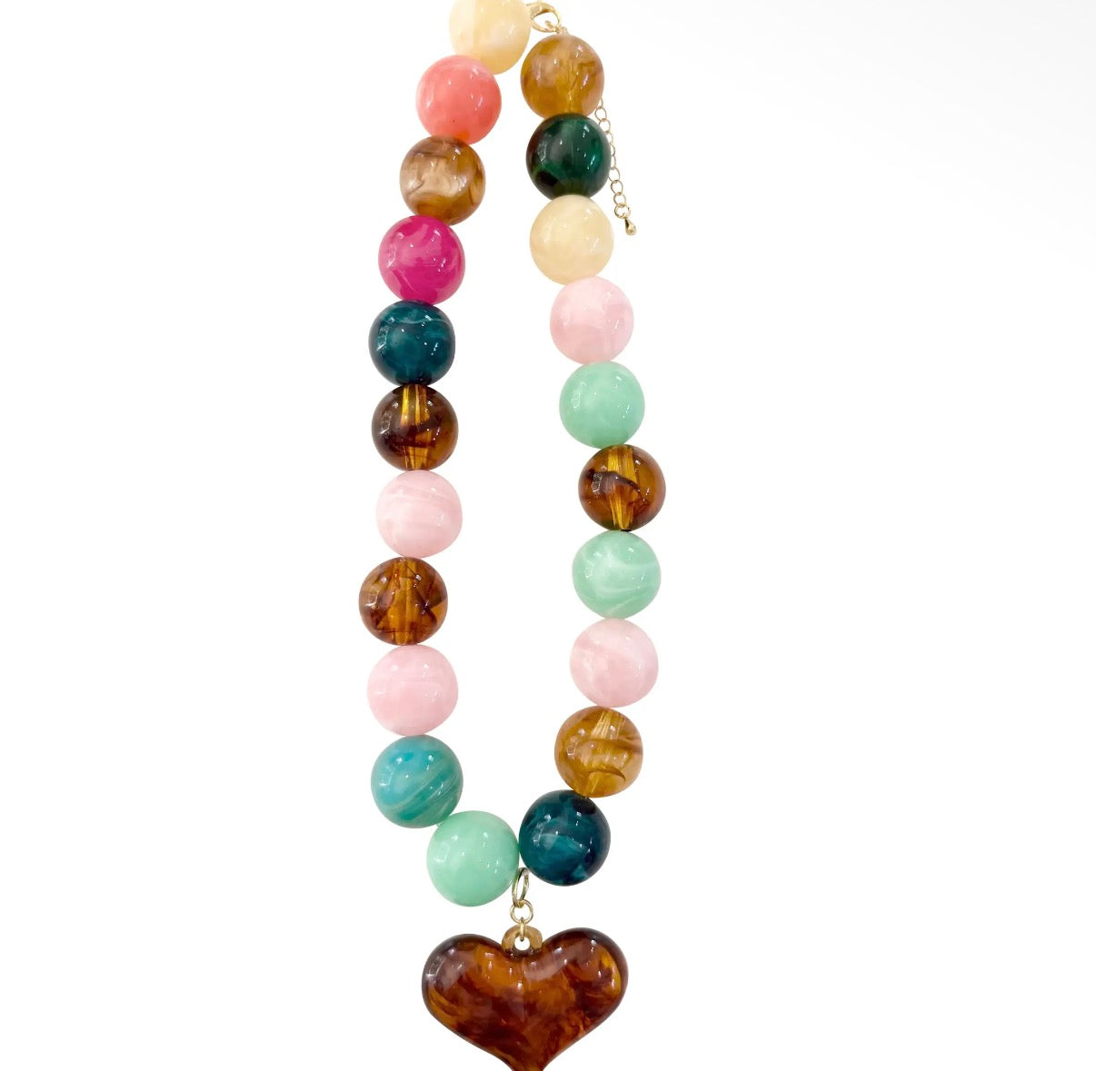 Chunky Beaded Heart Necklace