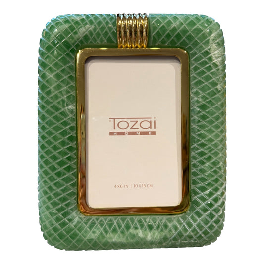 4" x 6" Jade Frame with Deco Brass Accents