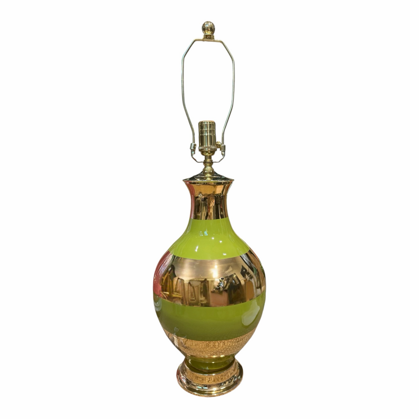 Banded Olive + Gold Lamp