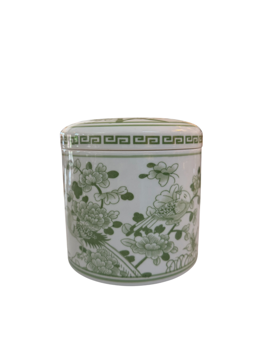 Green and White Ceramic Tissue Box