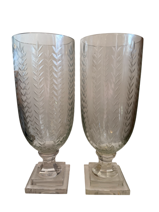 Pair of Clear Laurel Leaf Hurricanes