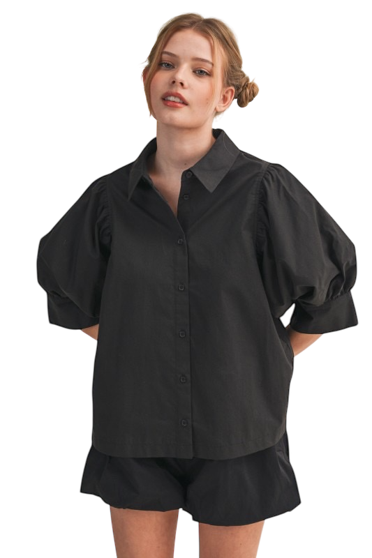 Puff Sleeve Button Down - 3 Colors!