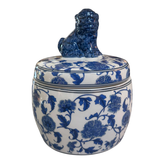 Blue & White Lion Candle