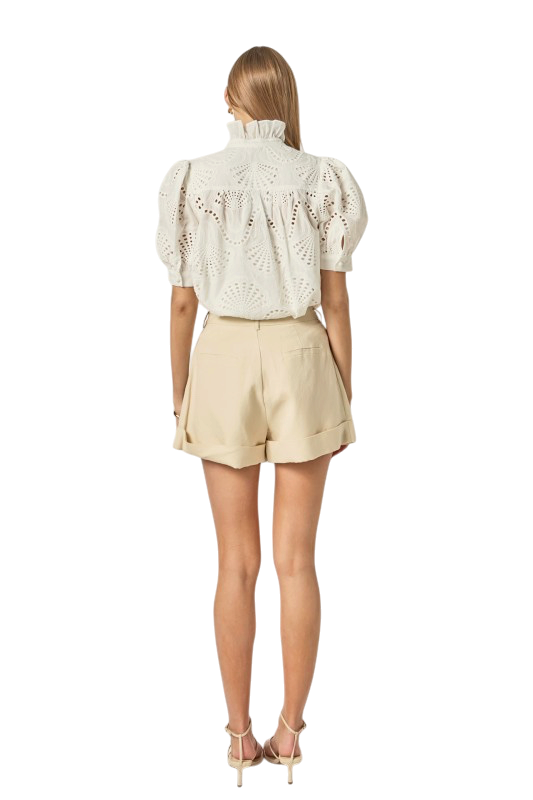 Embroidered Ruffle Blouse