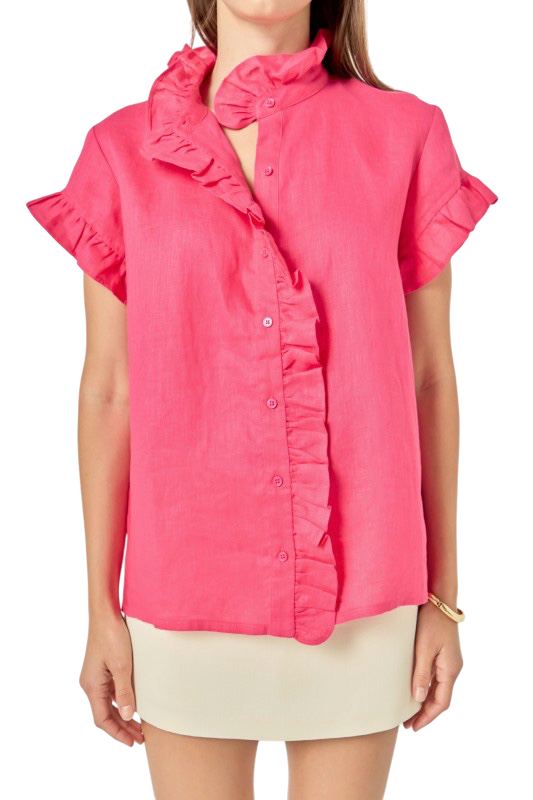 Linen Ruffle Shirt- 5 Colors
