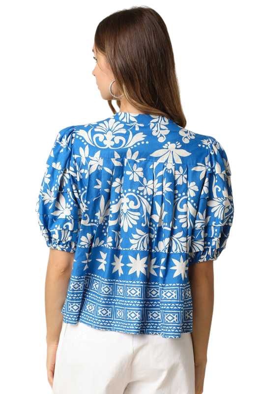 Printed Puff Sleeve Top