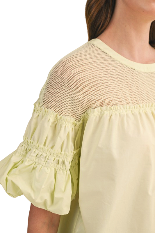Mesh Bubble Sleeve Top