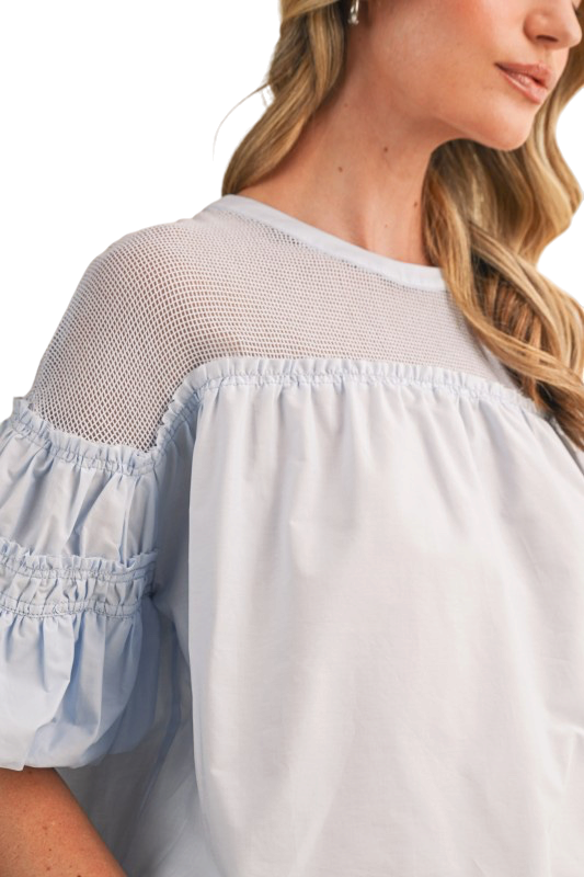 Mesh Bubble Sleeve Top