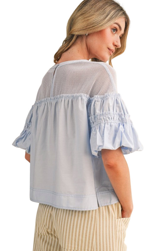 Mesh Bubble Sleeve Top