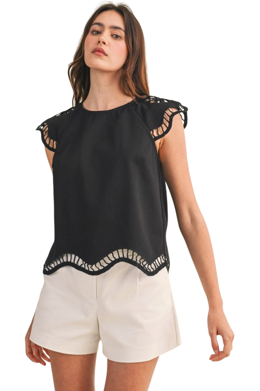 Scallop Detailed Top - Two Colors!