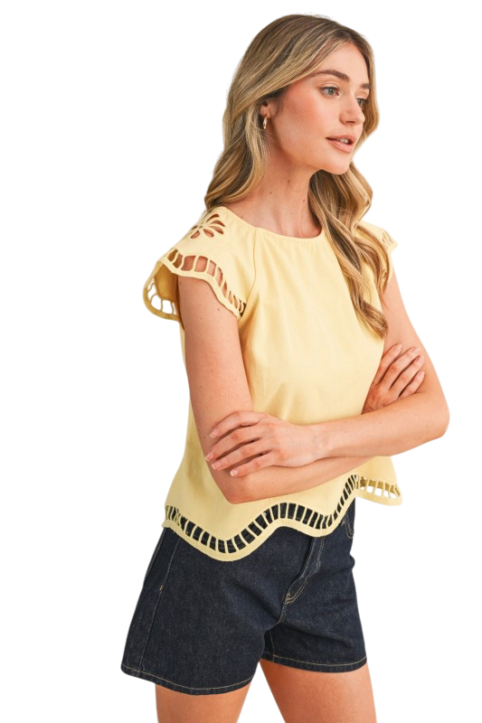 Eyelet Trim Top - Two Colors!