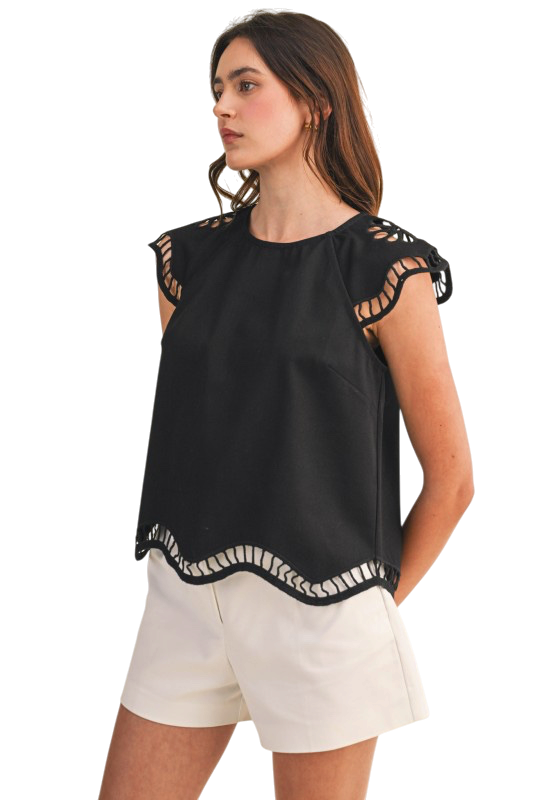 Scallop Detailed Top - Two Colors!
