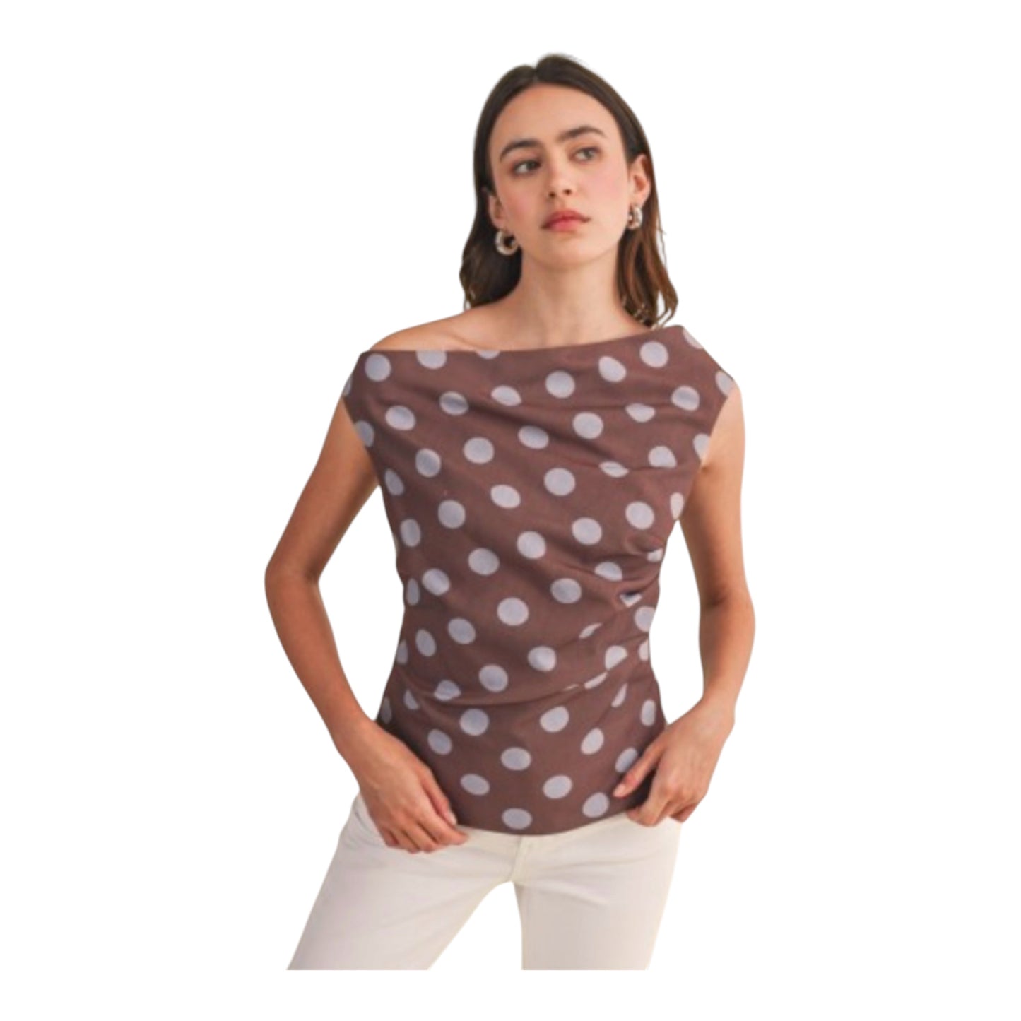 Polka Dot Off Shoulder Top