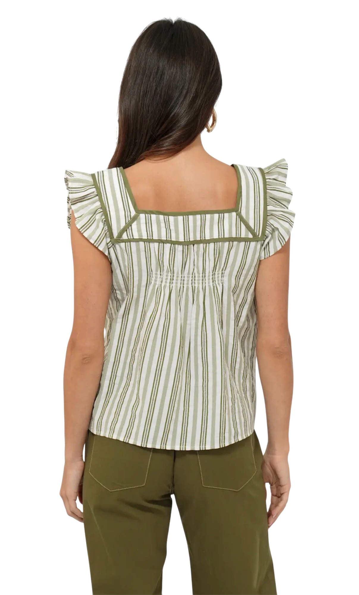 Stripe Flutter Sleeve Top