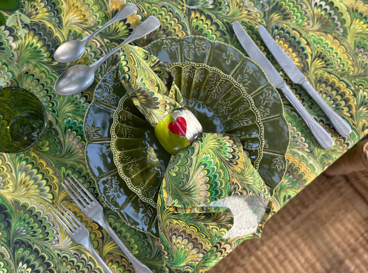 Marble Fan Linen Tablecloth- Two Colors!