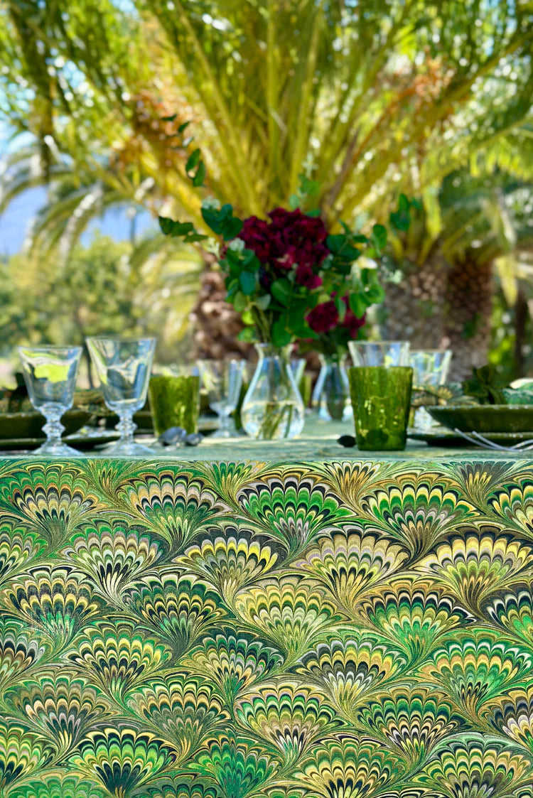 Marble Fan Linen Tablecloth- Two Colors!