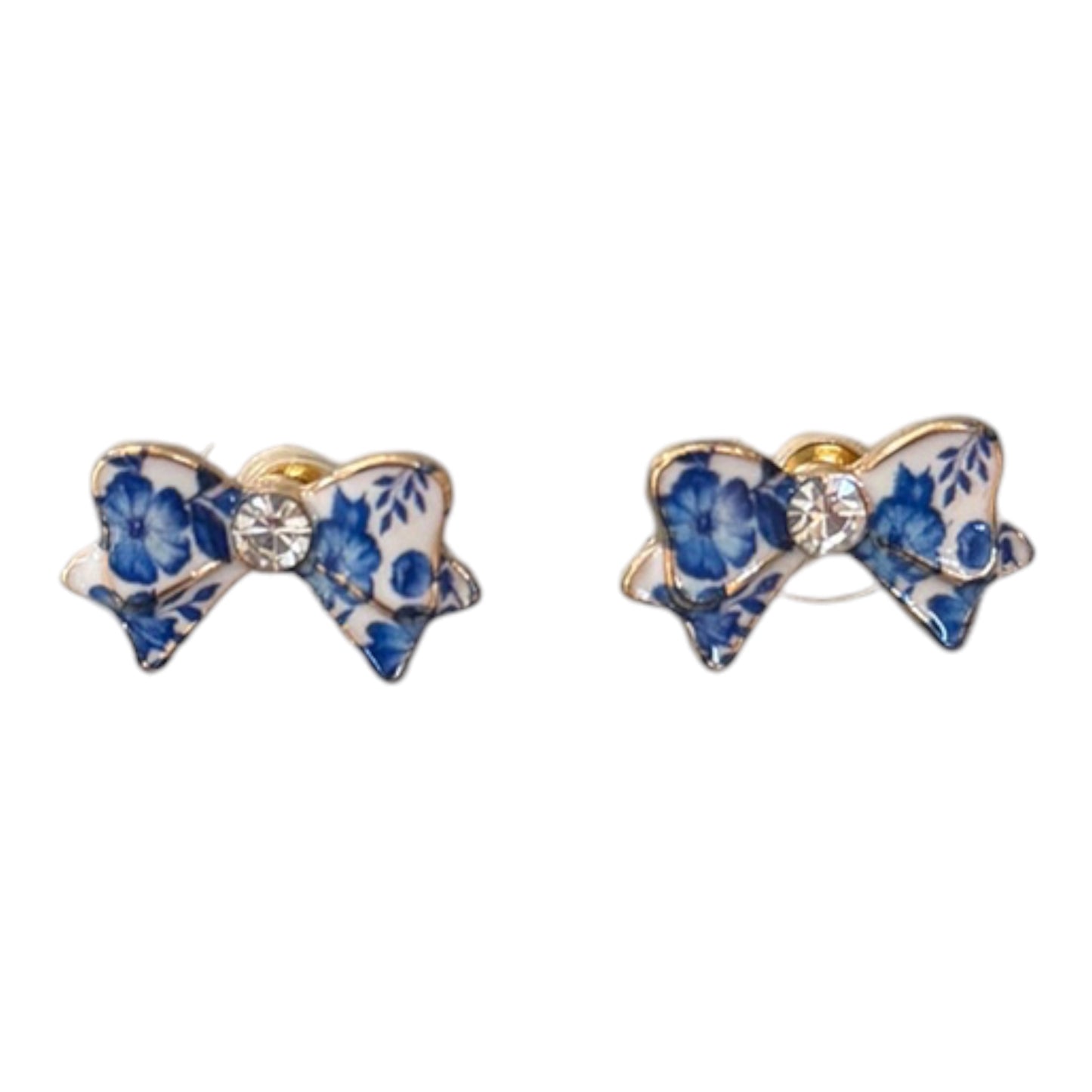 Blue Willow Bow Stud