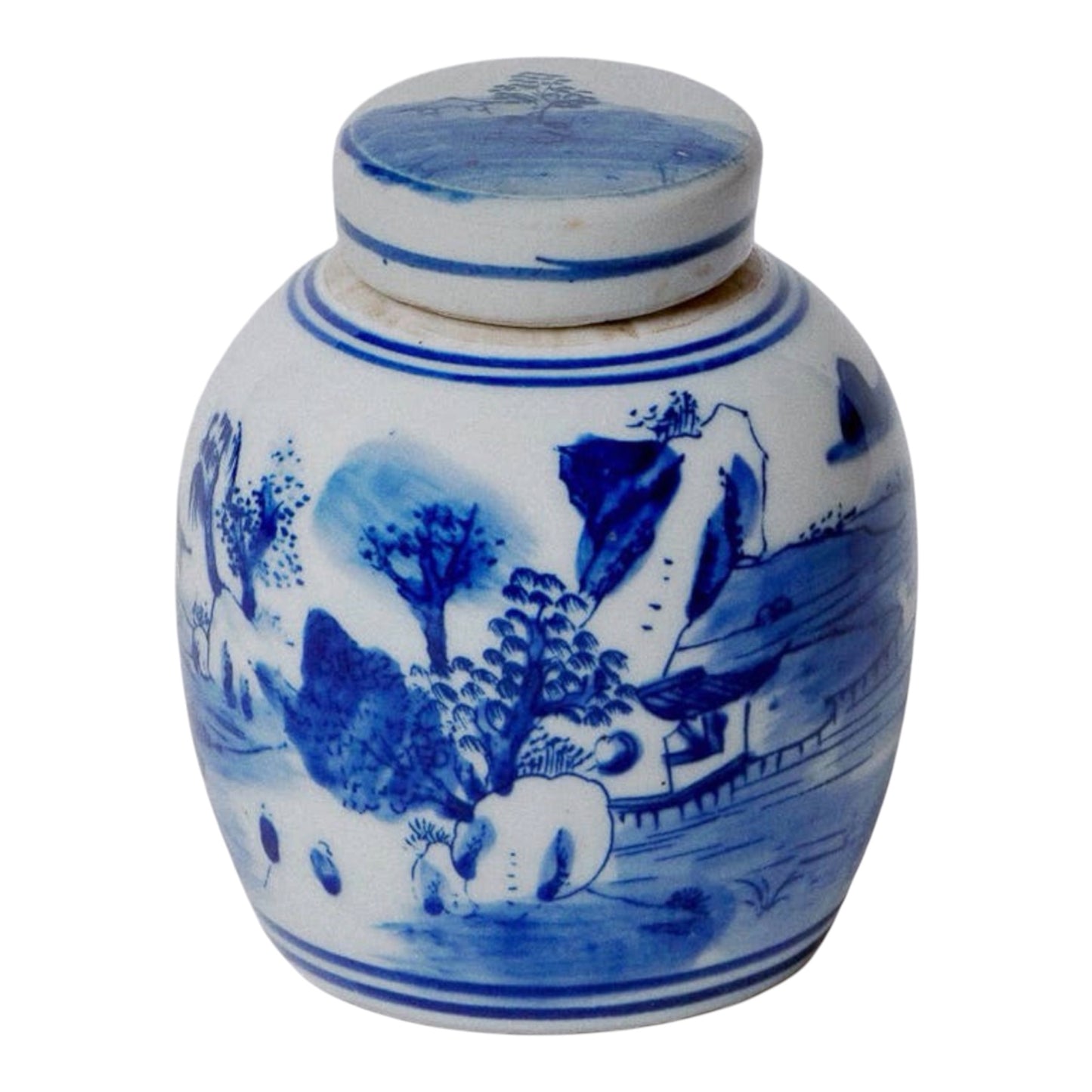 Blue and White Mini Round Jars