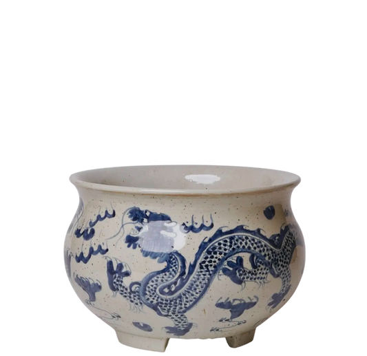 Blue & White Dancing Dragon Bowl