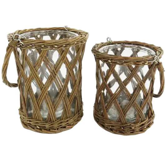 Classic Glass and Wicker Vase