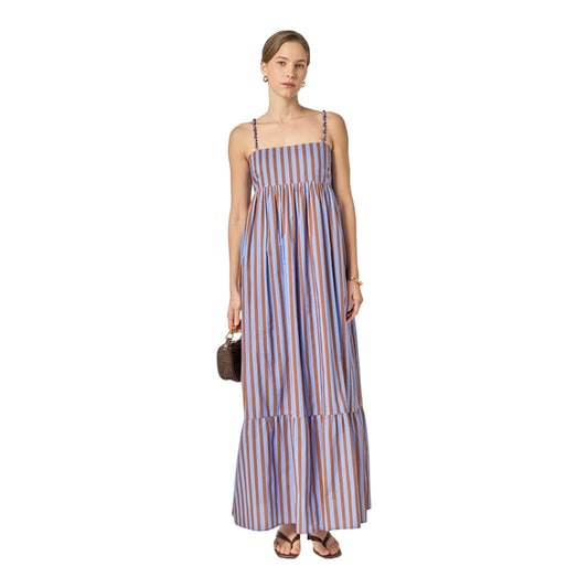 Blue & Brown Stripe Maxi