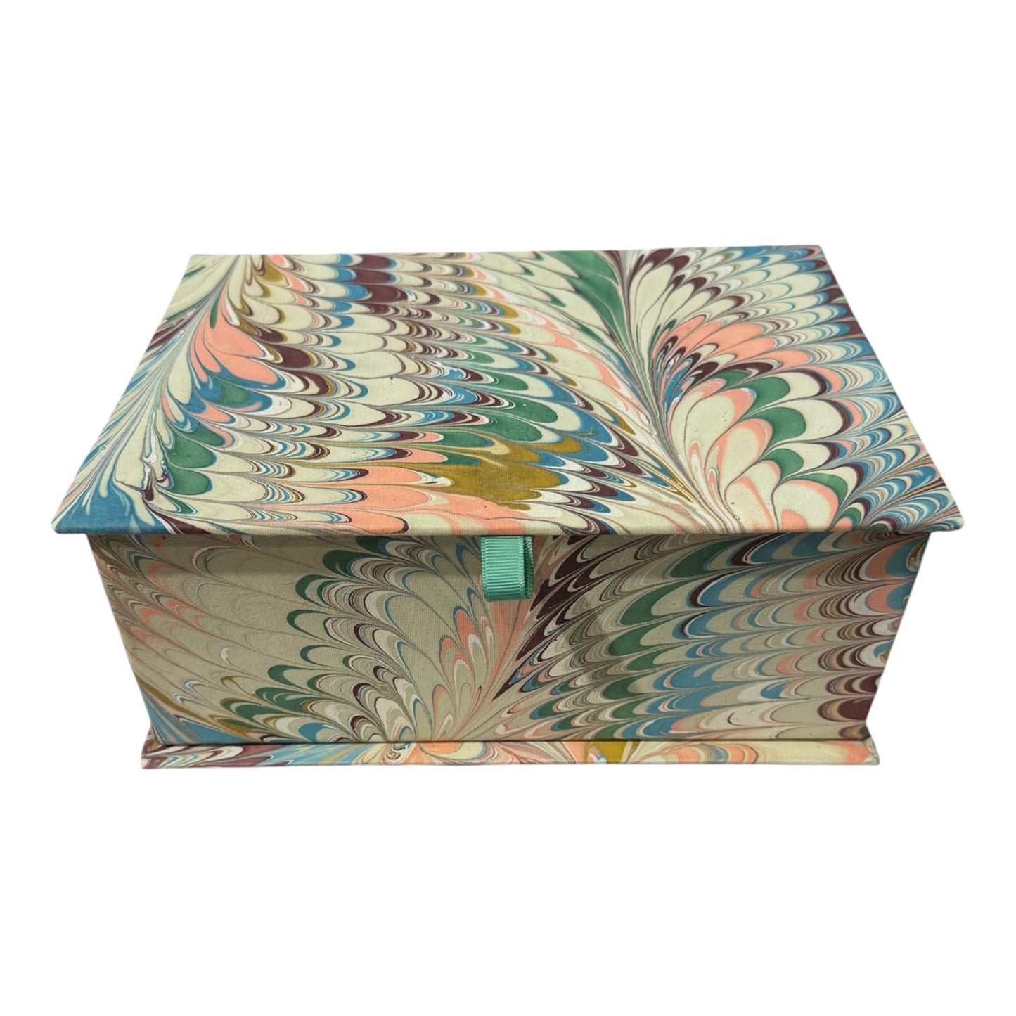 Hand Marbled Keepsake Box- Flatiron Feathers