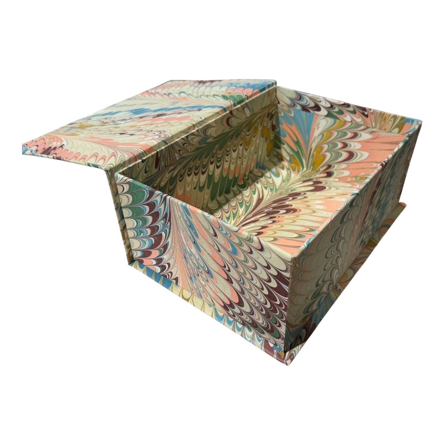 Hand Marbled Keepsake Box- Flatiron Feathers