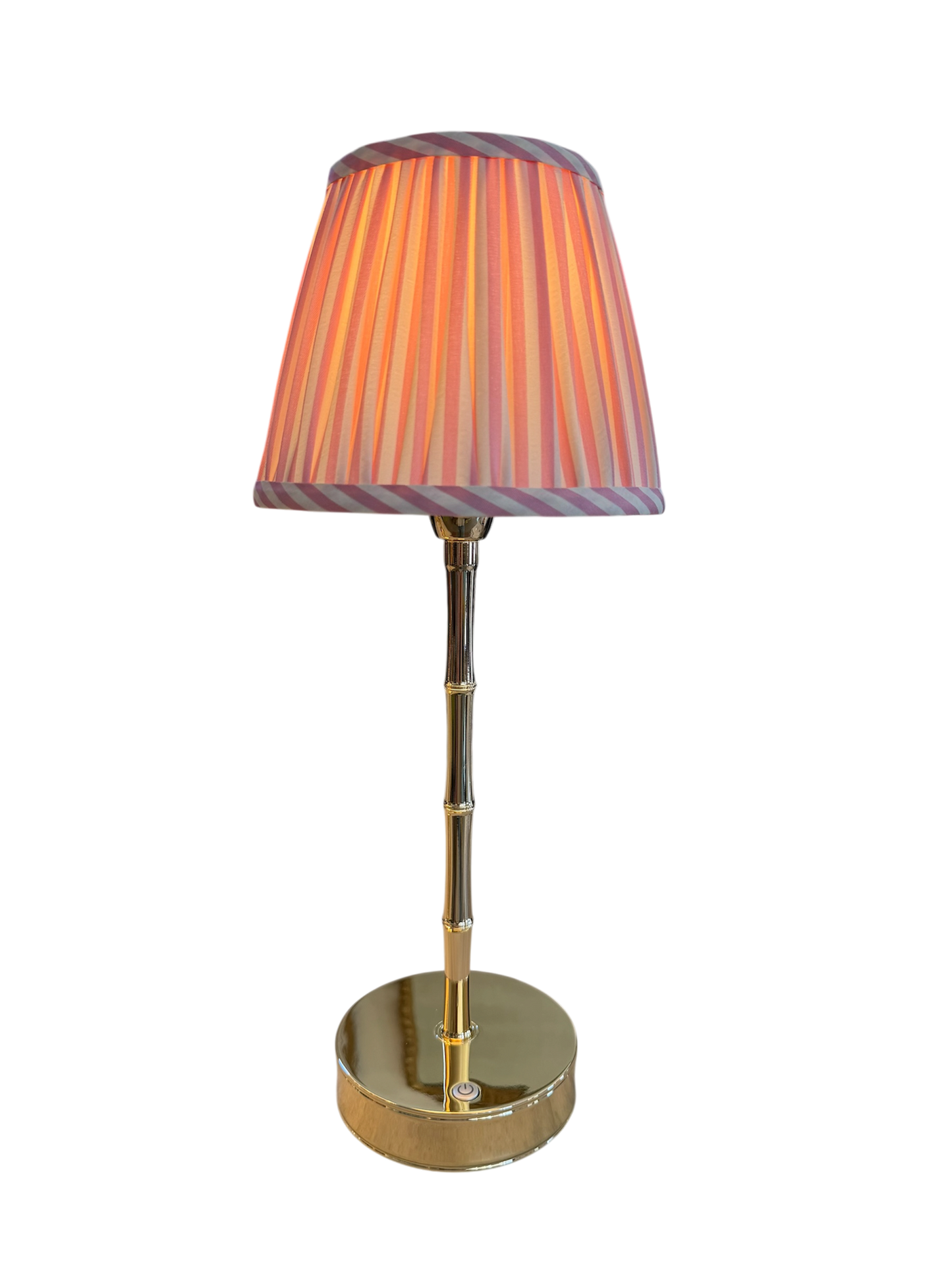 Gold Bamboo Lamp - Pink Stripe