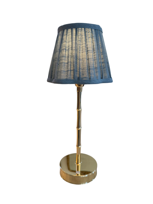Gold Bamboo Lamp - Blue Scallop
