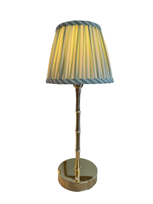 Gold Bamboo Lamp - Green Stripe