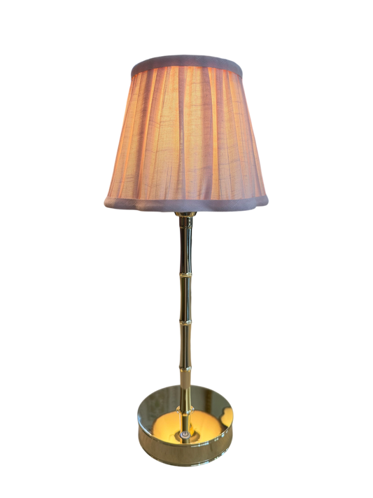 Gold Bamboo Lamp - Pink Scallop